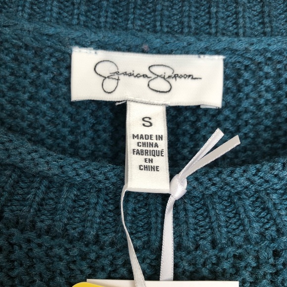 NWT Jessica Simspon Ladies' Woven Knit Roll Neck Sweater Small Teal - Picture 7 of 12